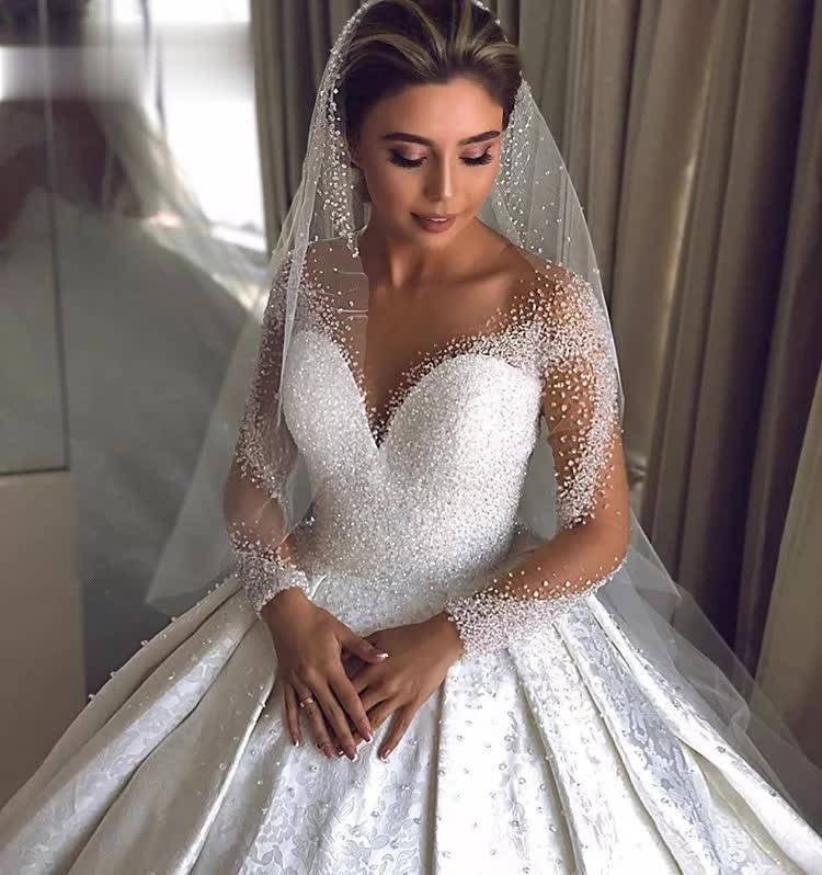 Crystal Diamond Satin Wedding Dress 