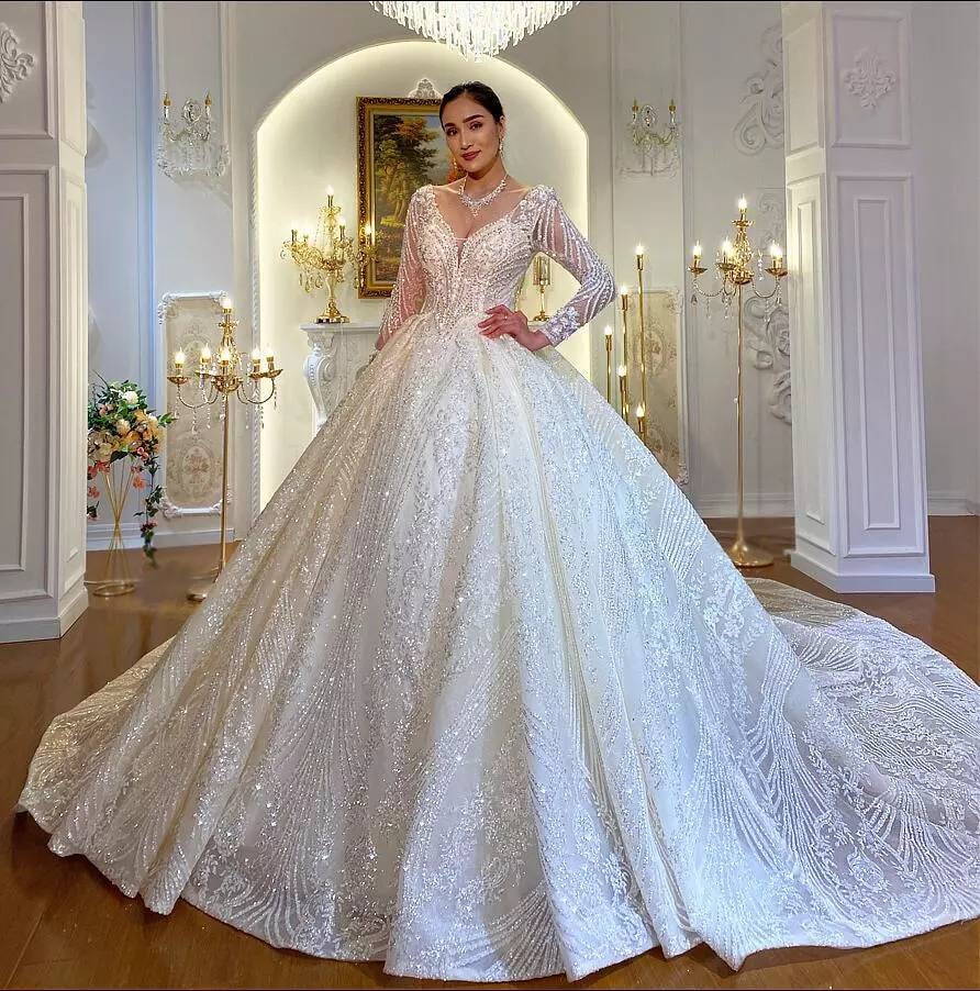 New 2022 Beautiful Lace Wedding Dress With Luxury Long Train / | Etsy