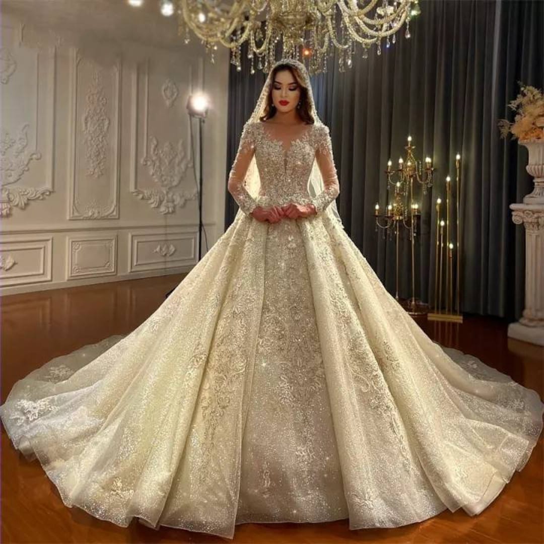 Beautiful Luxury Princess Wedding Dress With Long Train / - Etsy