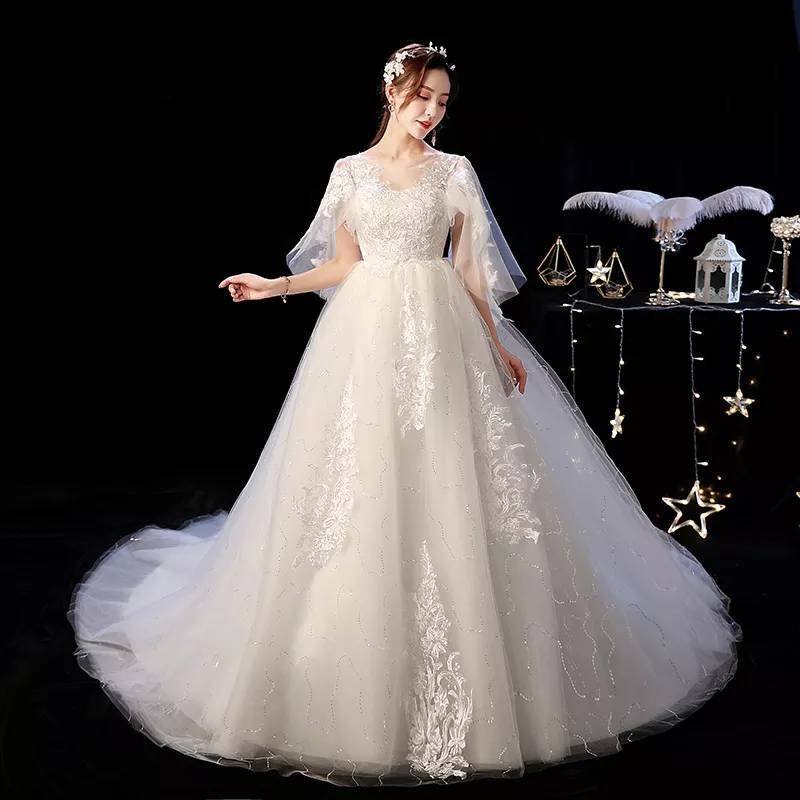 Elegant Court Train Shining Wedding Gowns / Batwing Sleeves - Etsy