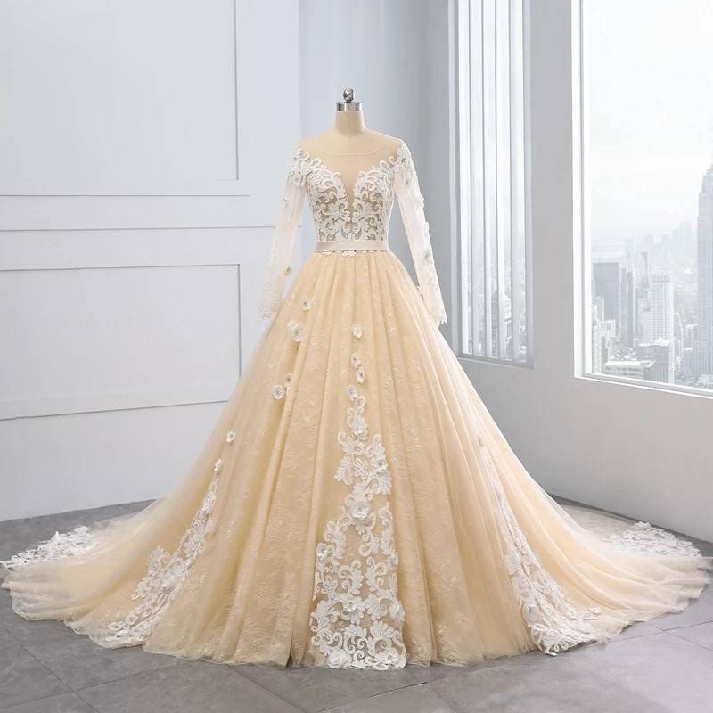 New Double Color Ball Gown Wedding Dress /full Lace Appliques - Etsy