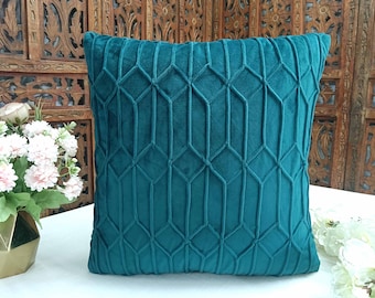 Teal velvet pillow cover