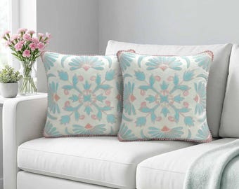 Cotton velvet Pillow Cover with Towel Embroidery