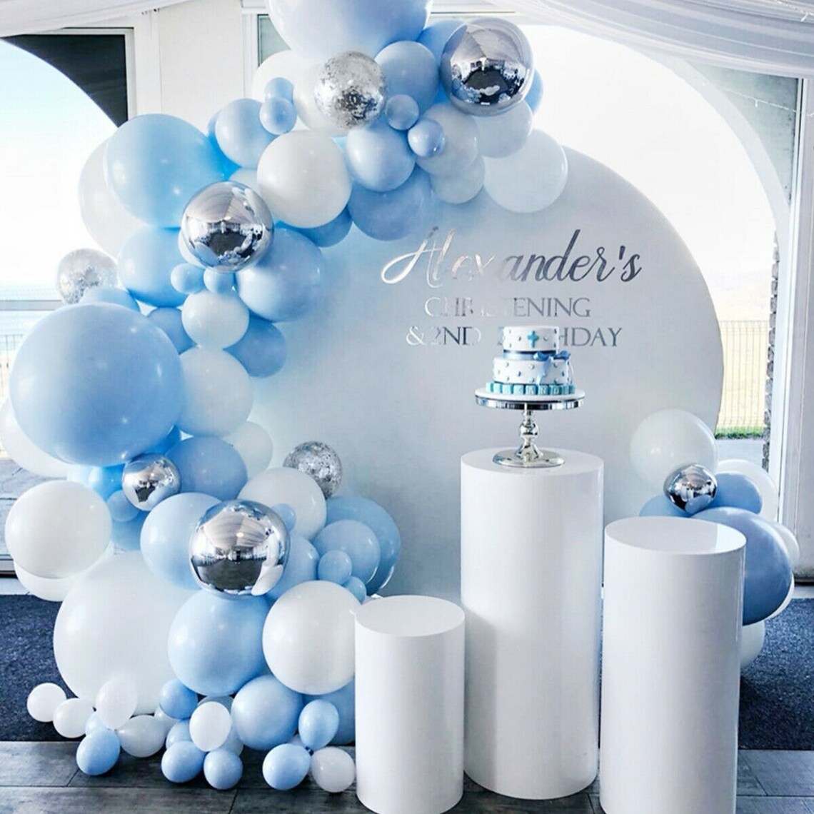 141 pcs Blue Balloon Garland Arch Kit Blue Silver White Latex Etsy