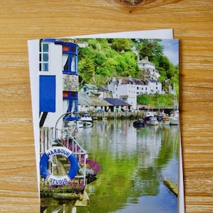 Biglietto d'auguri con il porto di Polperro / Biglietto fotografico panoramico / Biglietto con fotografia di paesaggi del Regno Unito / Biglietto di auguri di compleanno per la Cornovaglia / Biglietto di auguri per Polperro