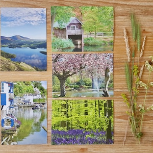 Collection de cartes de photographie panoramique | Ensemble de cartes de vœux photographiques vierges | Cartes de correspondance de photographie de paysage au Royaume-Uni | Lot de 5 cartes photographiques