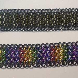 Black bordered chainmail bracelet multiple color options