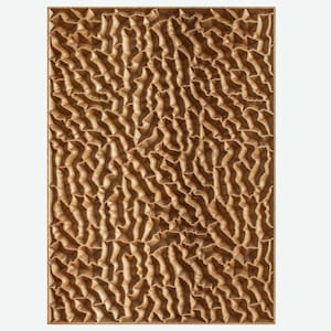 Oak wall panel, 28x20 inch carved decor. Modern interior design, wooden wall art. Deep Dive motif, Golden Oak color.
