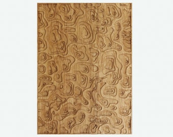 Oak wall panel, 28x20 inch graved decor. Elegant design, large wooden wall art. Moon Rock theme, Golden Oak color.