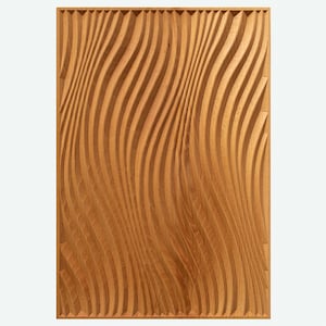Peut inclure: Un panneau mural en bois avec un motif sculpté de lignes ondulées. Le panneau est en bois brun clair et a une finition naturelle.
