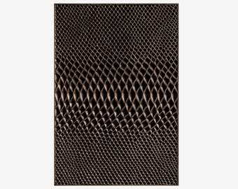 Oak wall panel, 35x24 inch carved decor. Large wooden wall decoration. Atheris snake scales theme, horizontal. Ebony color.