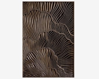 Oak Wood Carved Wall Art, Floral Sculpture, rose motif