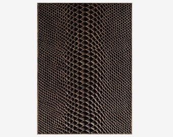 Oak wall panel, 28x20 inch carved decor. Boho interior design, large wooden wall decoration. Atheris snake scales dark theme, Ebony color.