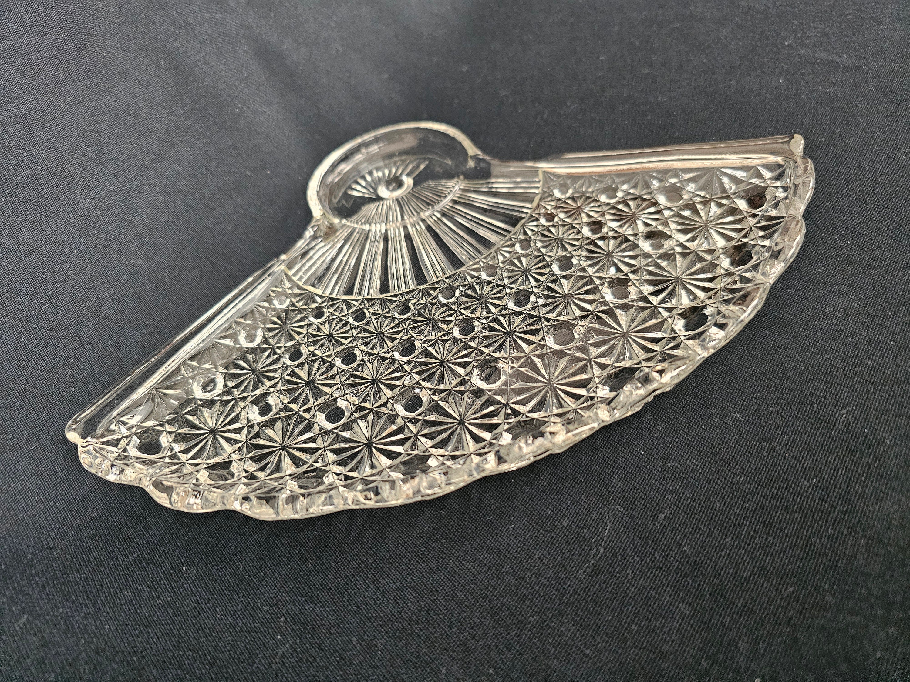 Vintage Anchor Hocking Fan Shaped Glass Dish, Trinket, Snack Plate Etsy