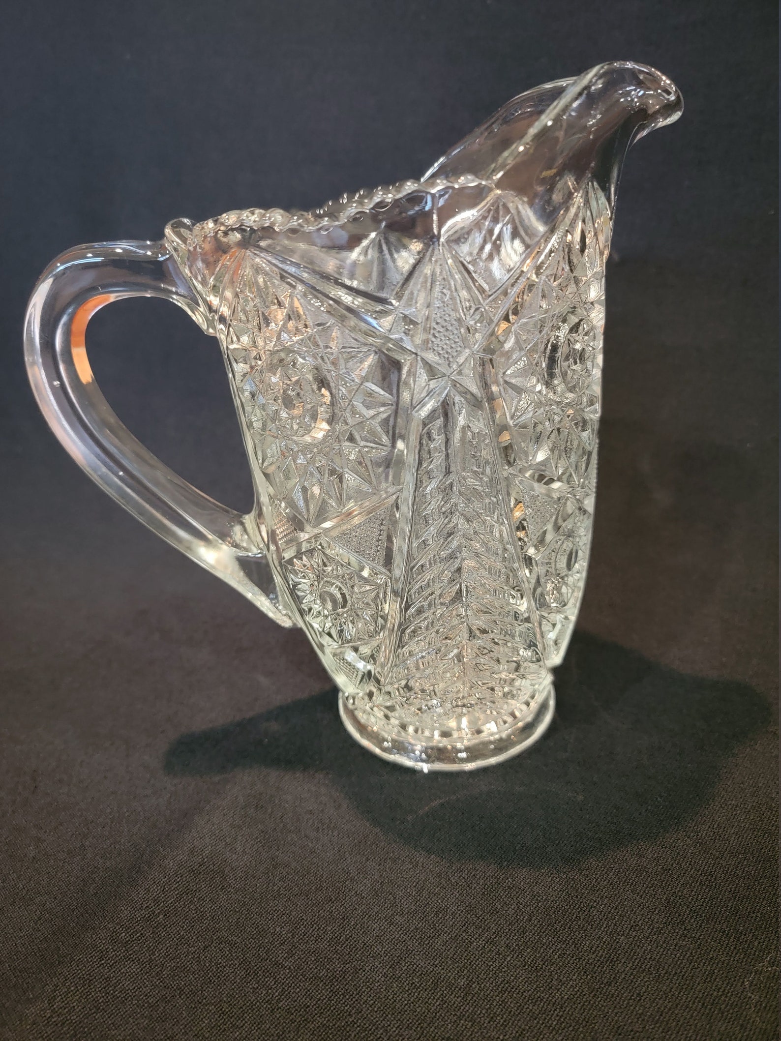 Vintage L.E. Smith Lead Crystal Pitcher Large Etsy
