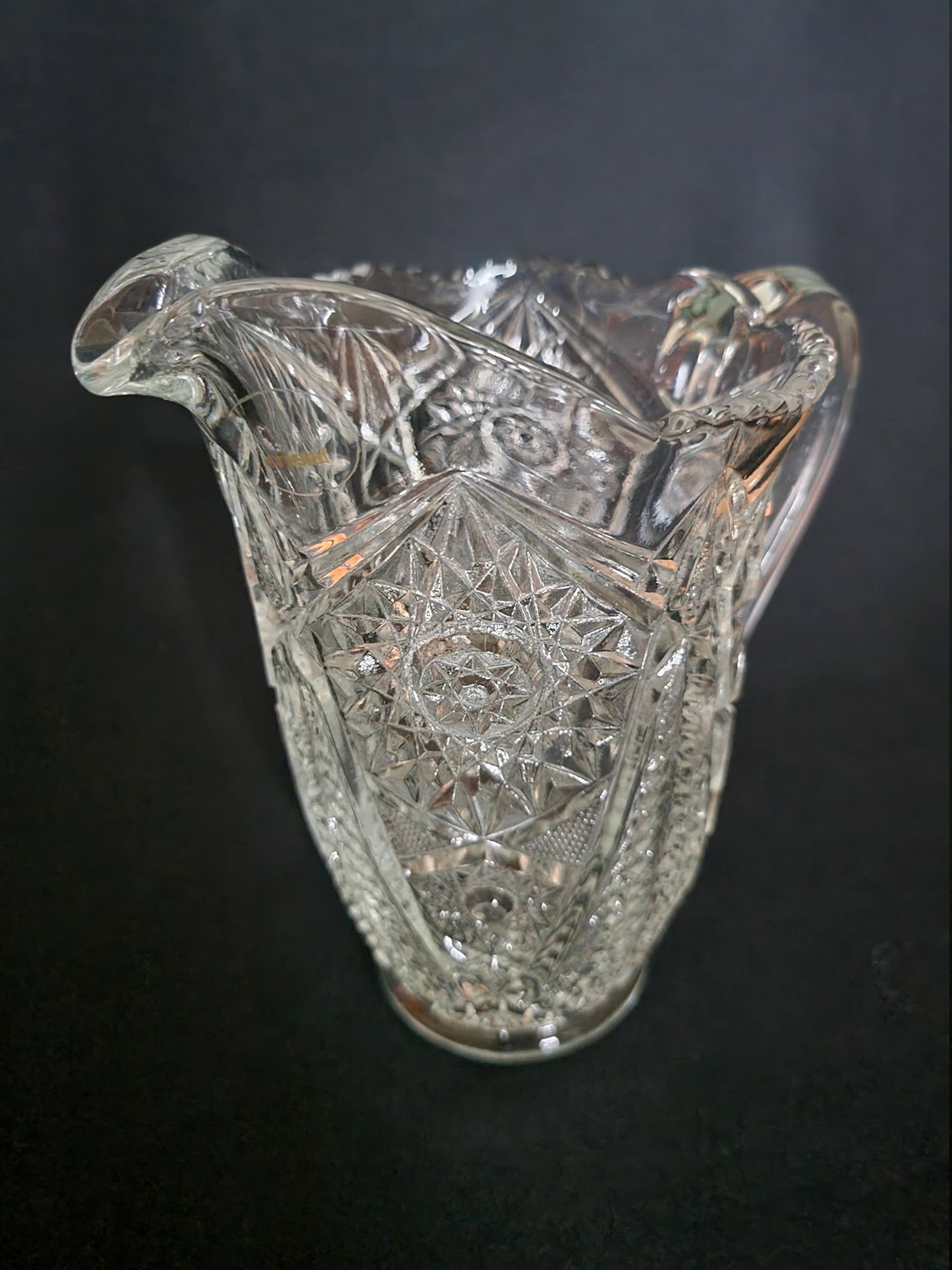 Vintage L.E. Smith Lead Crystal Pitcher Large Etsy