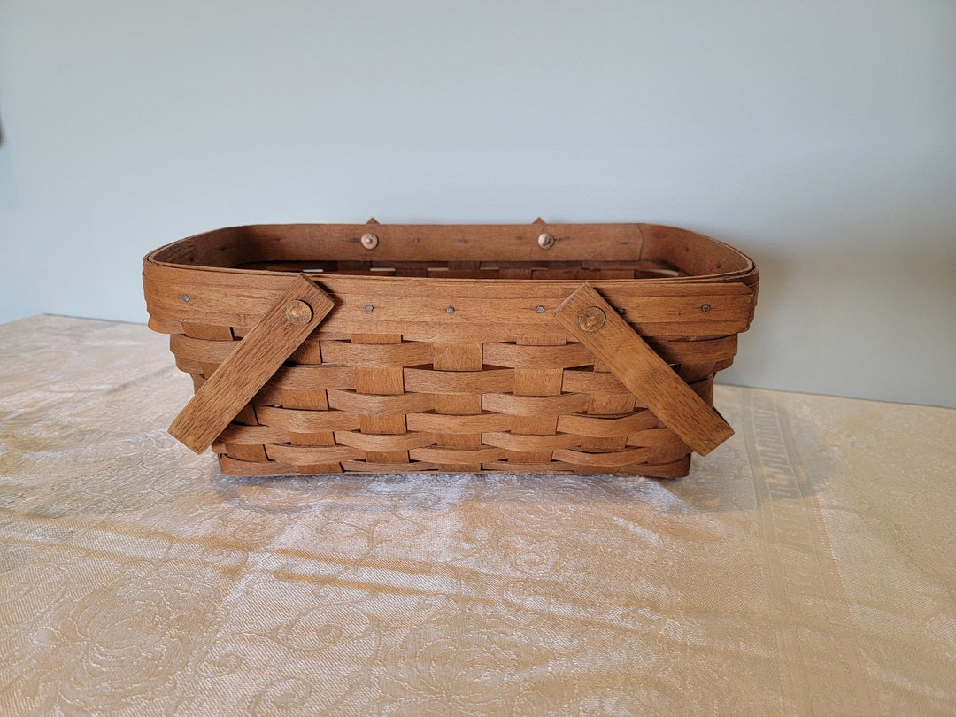 Vintage Longaberger, Two Handled, Rectangle Organizing Basket Etsy