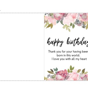 Printable Birthday Card for Him, Happy Birthday Watercolor Flower ...