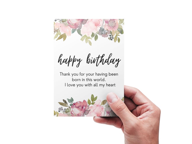 Printable Birthday Card for Him, Happy Birthday Watercolor Flower ...