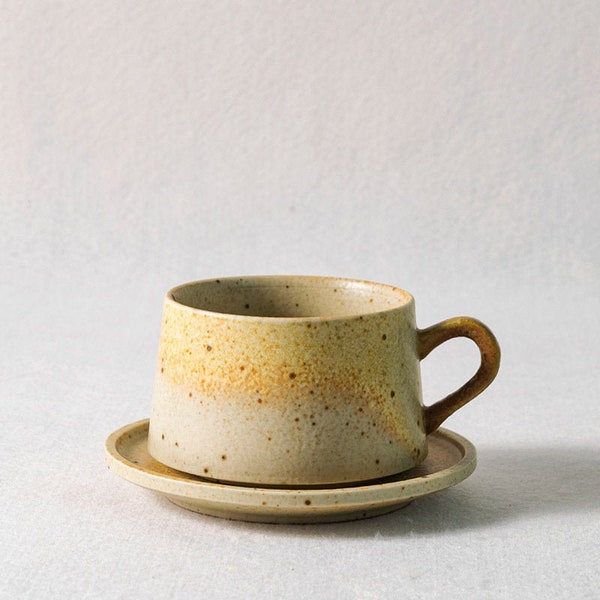 Japanese style stoneware coffee cup, vintage stoneware cup, simple, handmade, vintage cup,mug