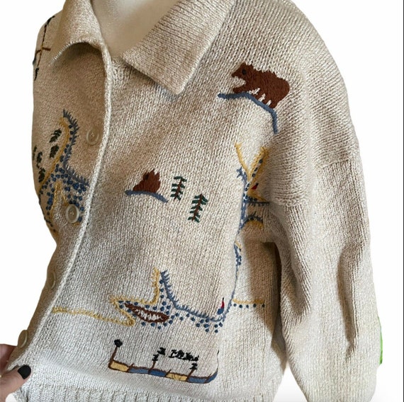 vintage cotton scenic sweater cardigan | cottage … - image 3