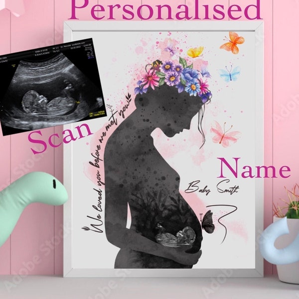 Gender Reveal Announcement Geschenk, 1. Muttertagsgeschenk, Baby Scan Ultraschall gerahmt, Baby Shower, benutzerdefinierte Schwangerschaft Geschenk, Unborn Print Design