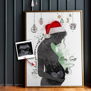 Prezent na Baby Shower z okazji Bożego Narodzenia, USG dziecka, Dekoracja na Baby Shower, Wydruk z kobietą w ciąży, Moje pierwsze skanowanie, Spersonalizowane dziecko, Chłopczyk lub dziewczynka
