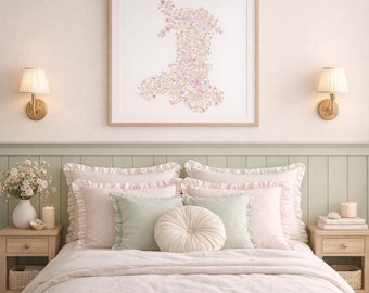 Floral Map of Wales Print | Seasonal Welsh Wall Art | Spring Summer Autumn Winter