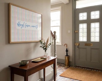 Hwyl Fawr Caru Ti Print | Colorful Welsh Typography Wall Art | Retro Stripes Decor