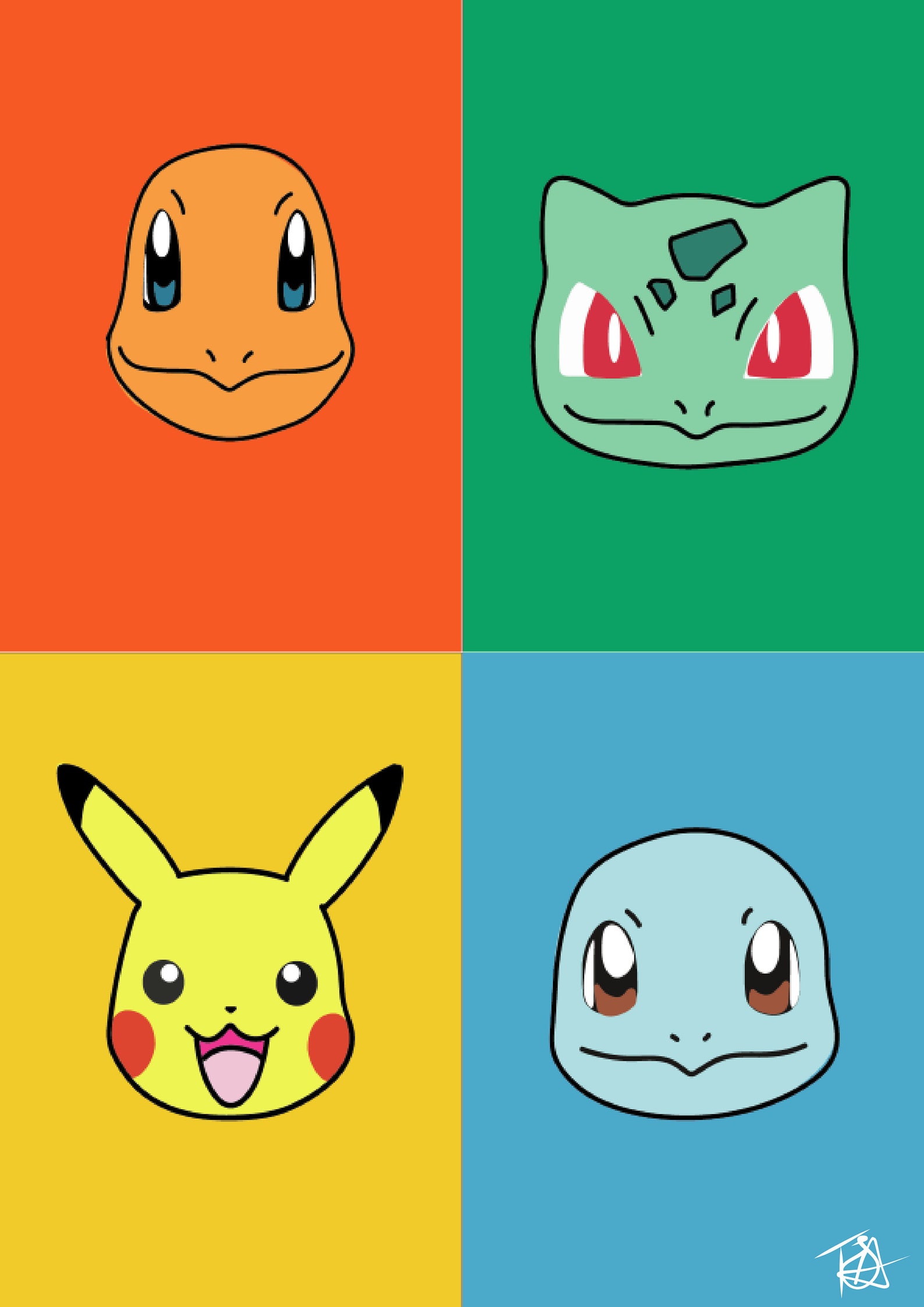 Pokemon Print A4 Kanto Region Starter Pokemon Charmander | Etsy