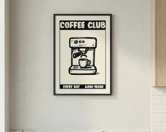 Coffee Club Art Print | Retro Cafe Style Poster | Coffee Lover Gift