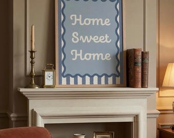Home Sweet Home Print | Vintage Style Typography Poster | Housewarming Gift
