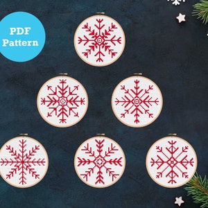 Sneeuwvlok modern kruissteekpatroon, Set van 6 sneeuwvlok moderne kruissteekpatronen, Kerstornament, PDF-formaat, steekdiagram