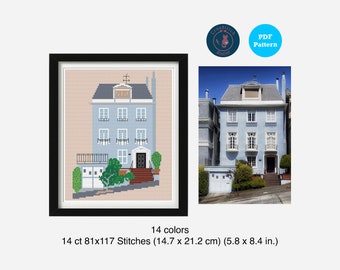 Custom House Portrait Cross Stitch Pattern
