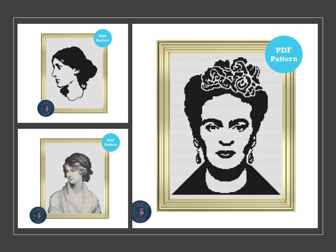Set of 3 Feminists Cross Stitch Pattern Frida Kahlo Mary Etsy