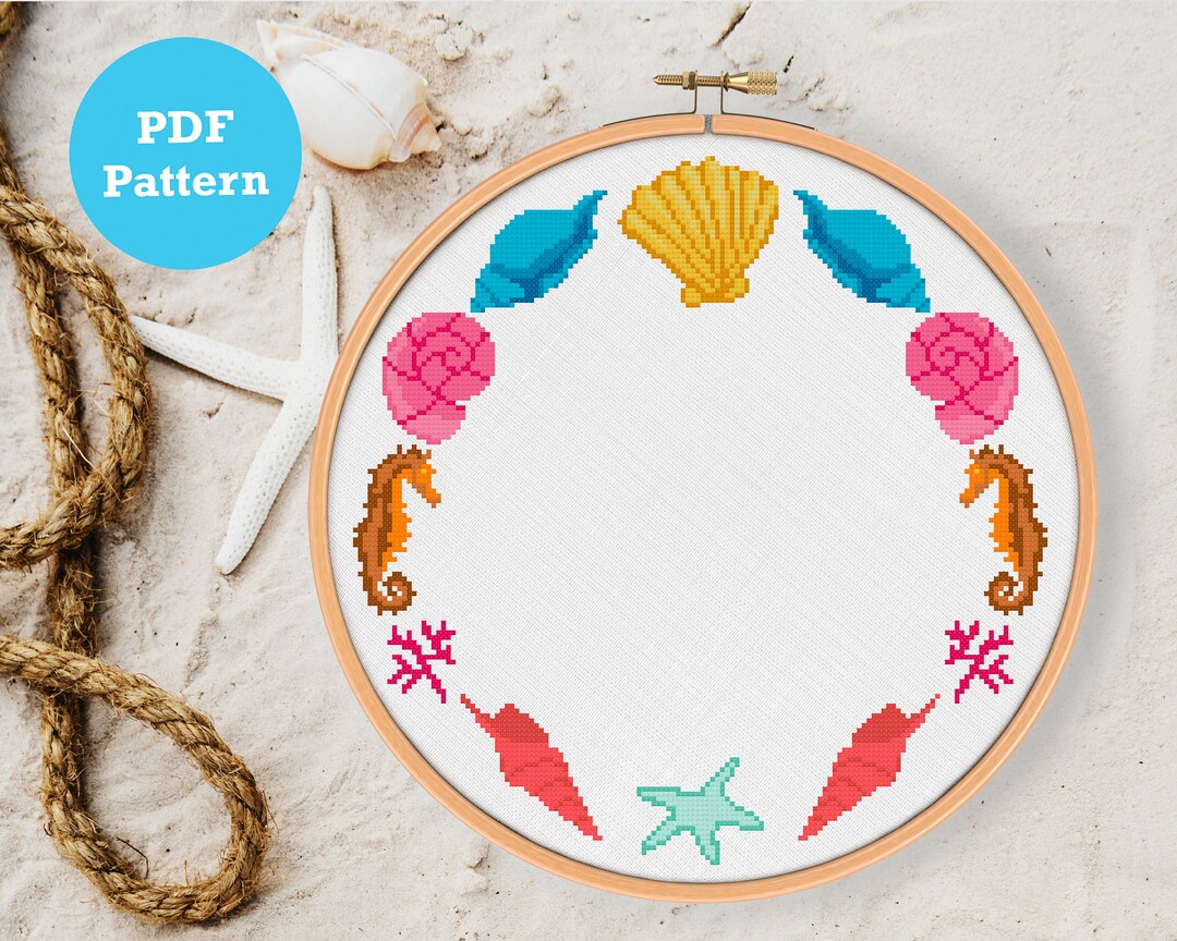 Seashell Wreath Cross Stitch Pattern: Ocean Theme, PDF Pattern - Etsy