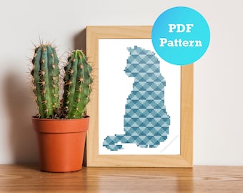 Geometric Cat Cross Stitch Pattern