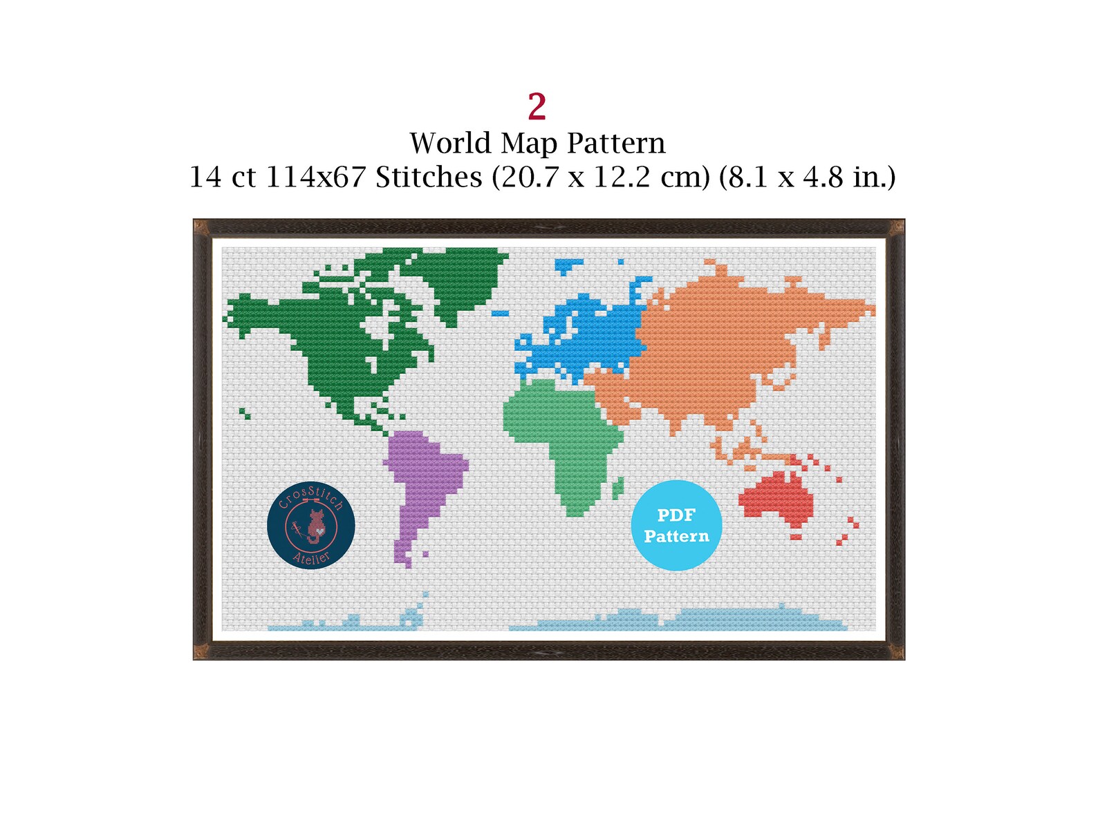 World Cross Stitch Pattern, Colorful World Cross Stitch Pattern, Diy