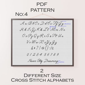 Handwriting Alphabet Cross Stitch Pattern, PDF Pattern