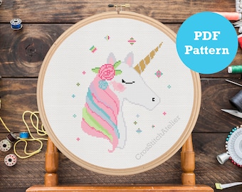Unicorn Cross Stitch Pattern: Modern Nursery Decor