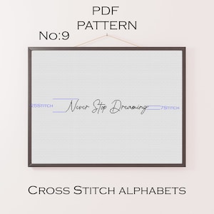 Modèle de point de croix alphabet écriture manuscrite, modèle PDF