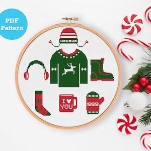 Christmas sweater cross stitch pattern, jumper pdf pattern
