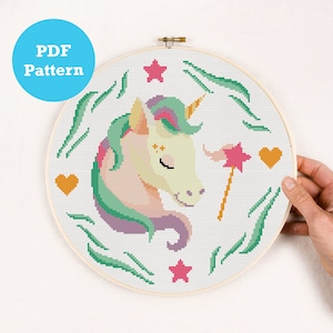 Unicorn Cross Stitch Pattern: Modern DIY Nursery Decor, PDF Pattern