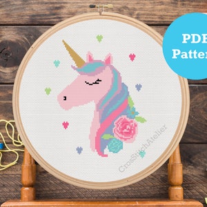 Unicorn Cross Stitch Pattern: Modern Nursery DIY, PDF Pattern