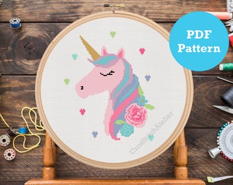 Unicorn Cross Stitch Pattern: Modern Nursery DIY, PDF Pattern
