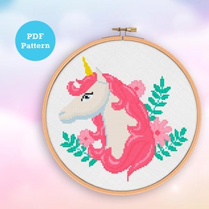Unicorn Cross Stitch Pattern: Modern DIY Nursery Decor, PDF Pattern
