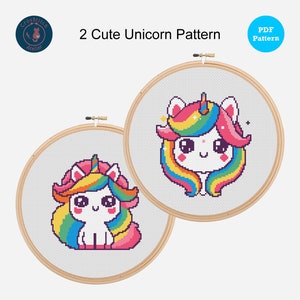 Unicorn cross stitch pattern, modern cross stitch pattern for kids, diy, baby room design, nursery room