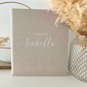 Personalized linen report card folder | DIN A4 binder | Back-to-school gift | Schoolchild report card folder | Girl | Boy | Interim report card