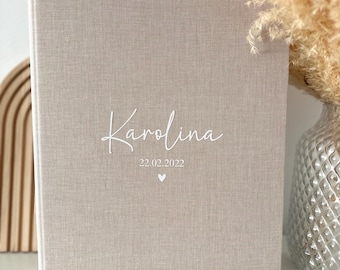 Gepersonaliseerde documentenmap voor kinderen | Linnen map DIN A4 | Meisje | Jongen | Kraamcadeaus | Documentenopslag | Certificaten