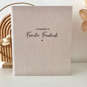 Stammbuch Leinen personalisiert mit Herz | Ordner Familien-Dokumente | DINA4 oder A5 | Hochzeit Standesamt | Geburtsurkunden | Organisation
